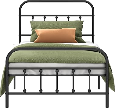 Kujielan Metal Bed Frame Twin Size,Easy to Assemble,Black