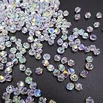 1000pcs 4mm AB Bicone perles en cristal petit facetté irisées perles en verre en vrac pour la fabrication de bijoux DIY Collier Bracelet Boucles d'oreilles Brodé fournitures d'artisanat (blanc clair)