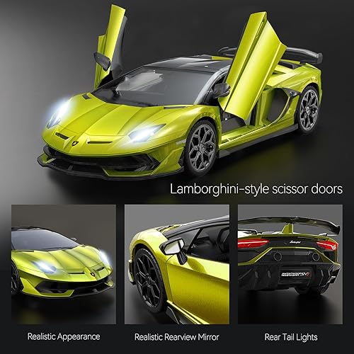 Miniatura 5 de Lamborghini - Auto a control remoto, con licencia oficial 114 Lambo RC para niños y niñas, regalo de cumpleaños, juguetes verdes para 3, 4, 5 años