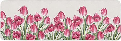 Spring Flower Cushioned Antifatigue Kitchen Mats and RugsAbsorbent Floor Bath Door Mat Doormat Accent Runner Carpet Washable Comfort Standing Mat