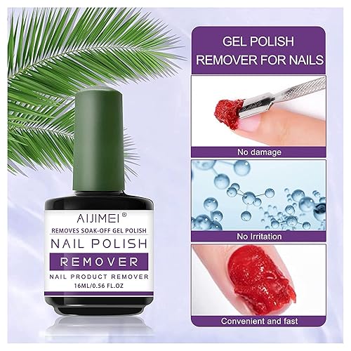 Miniatura 3 de AIJIMEI Removedor de esmalte de uñas de 0.5 fl oz, 2 unidades de removedor de esmalte de uñas de gel, removedor de esmalte de gel profesional rápido