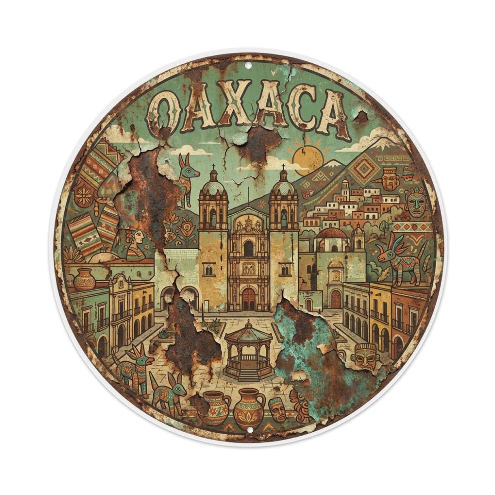 Travel Vintage Mexico Oaxaca Metal Tin Sign