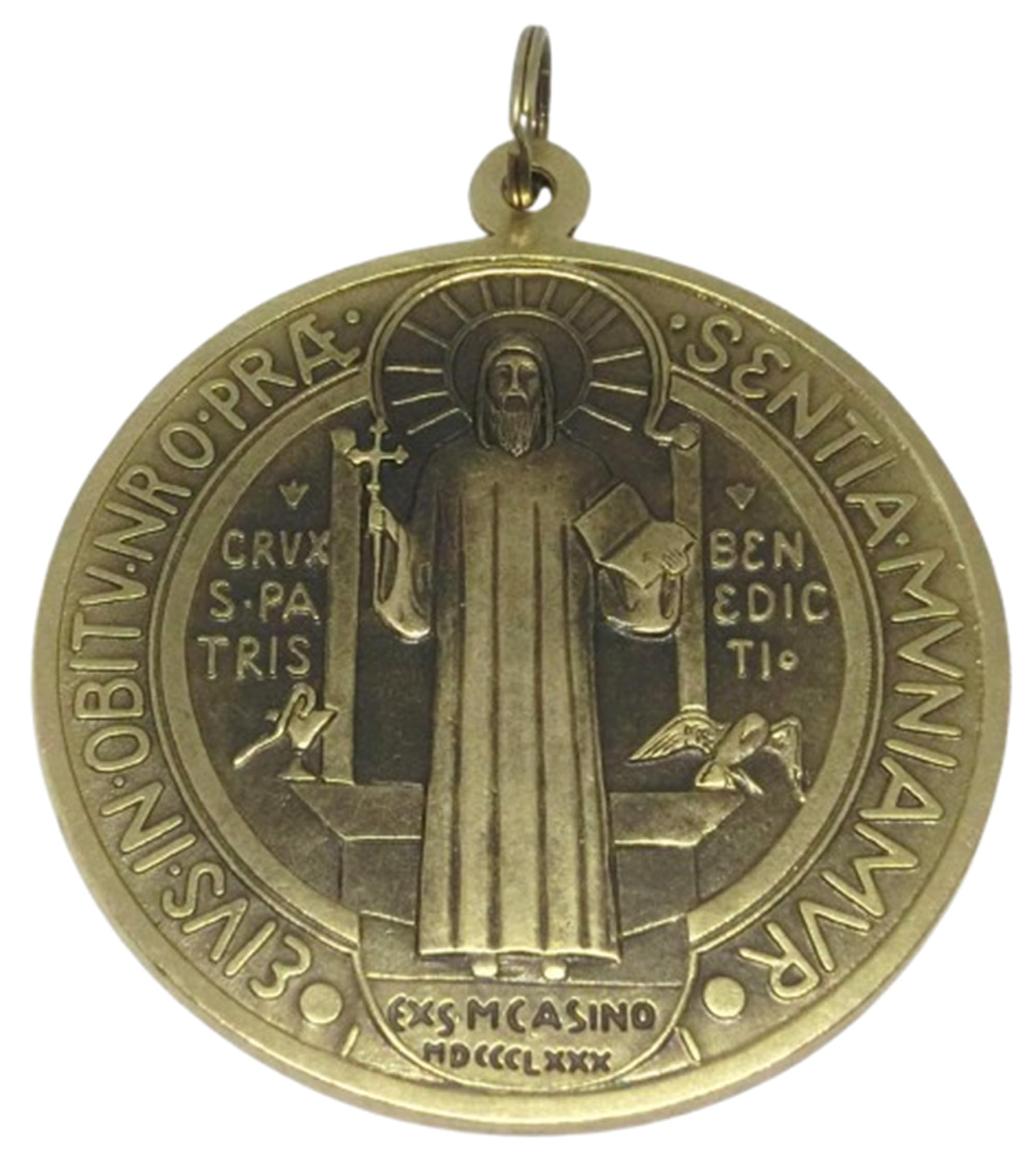 GTBITALY Medalla de cruz de San Benito de latón envejecido, tamaño 10 cm, para exorcistas, exorcistas, exorcismos, sacerdotes, iglesias, 60.400.40