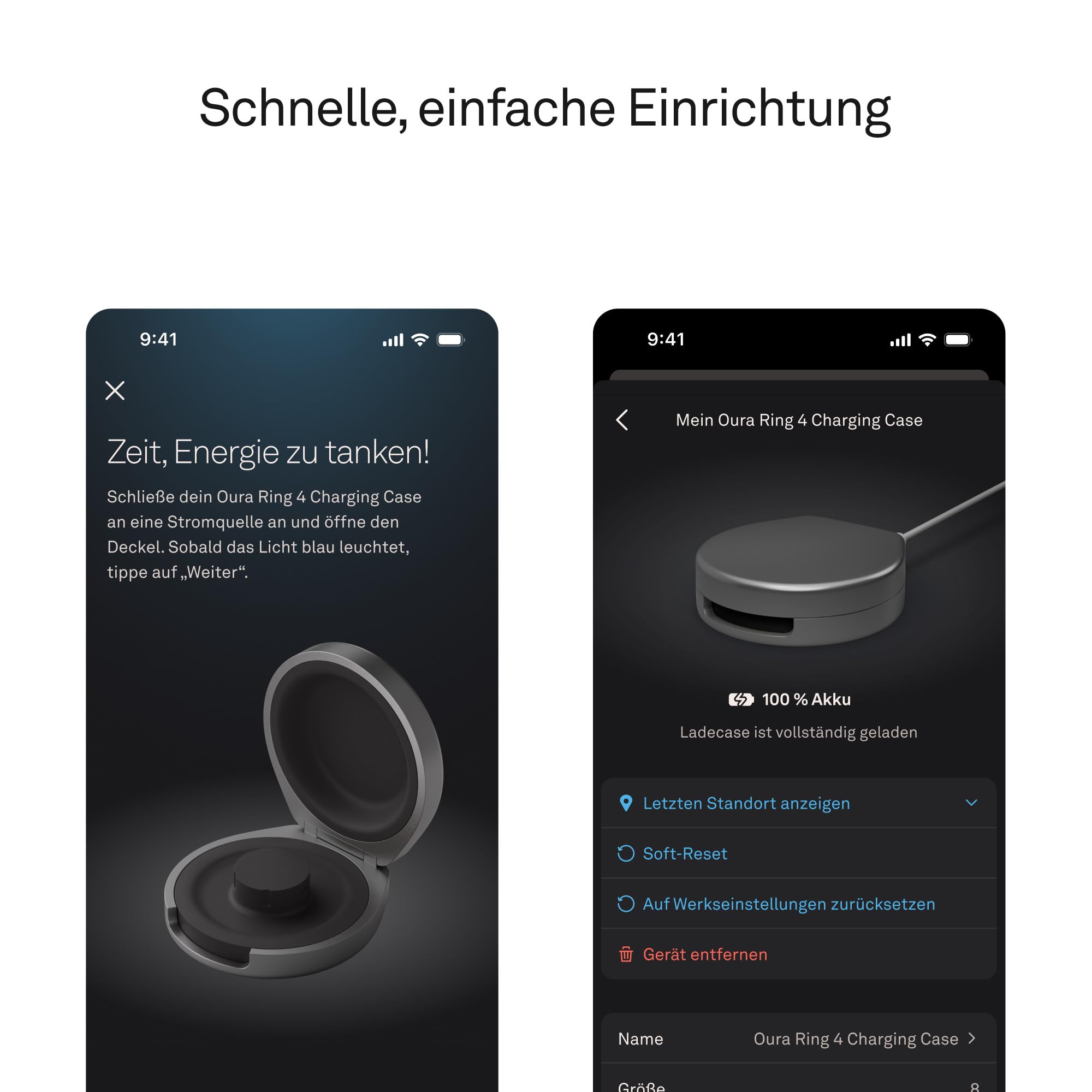Oura Ring 4 Ladeetui (USB-C-Kabel Nicht im Lieferumfang enthalten) – dunkelgrau – Größe 8 – bis zu 5 Ladungen/1 Monat Ladekapazität, Laden innerhalb von 90 Minuten