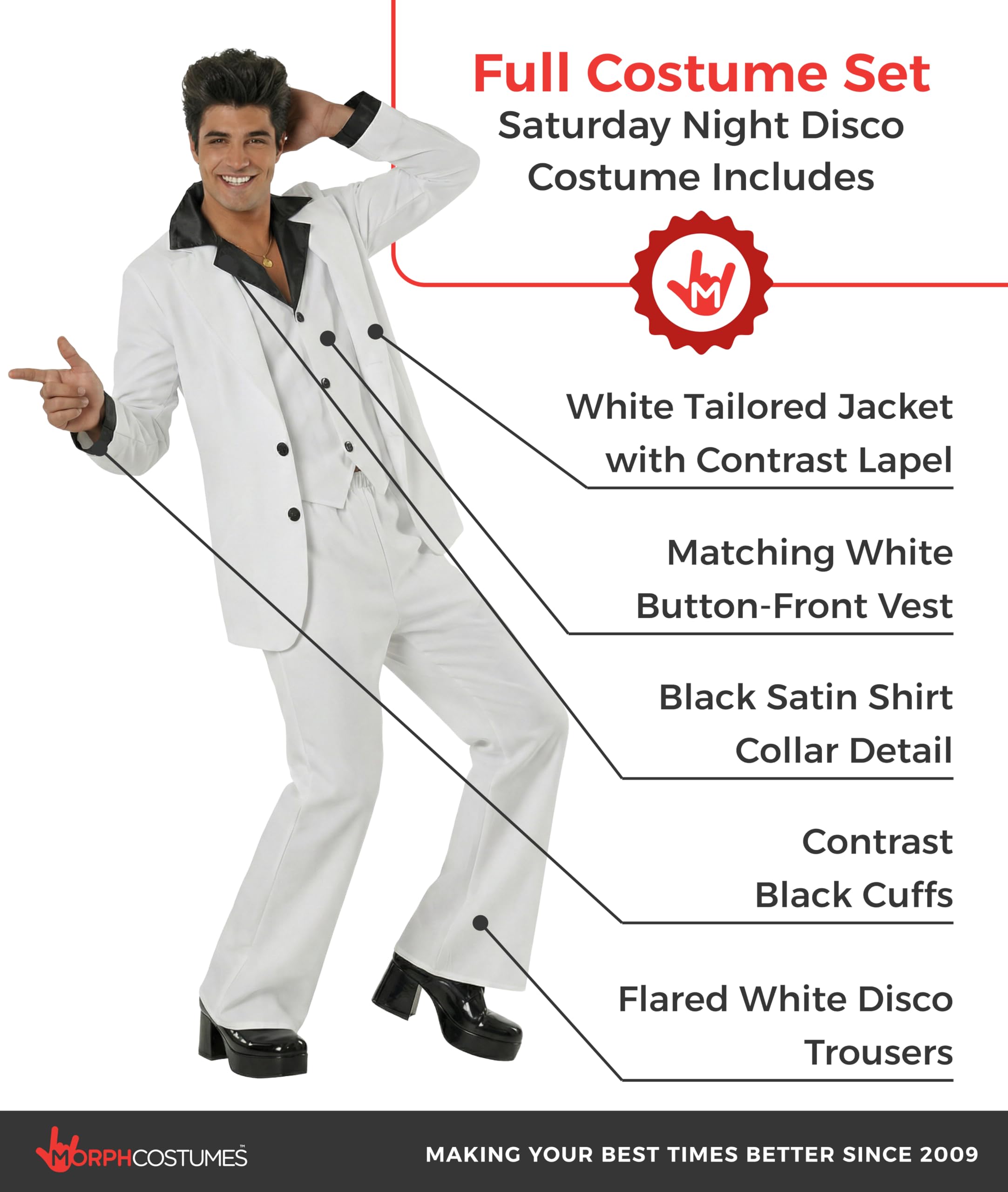 Morph Vestiti Anni 70 Uomo, Abito Anni 70 Uomo, Costume Anni 70 Uomo, Vestito Anni 70 Uomo, Vestito Carnevale Anni 70
