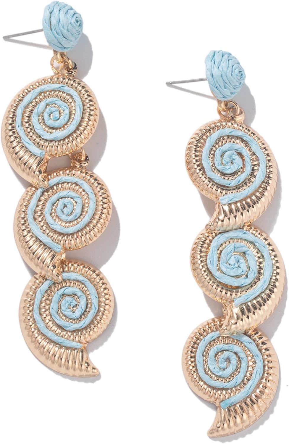 Raffia Starfish Seashell Dangle Drop Earrings Boho Summer Beach Jewelry