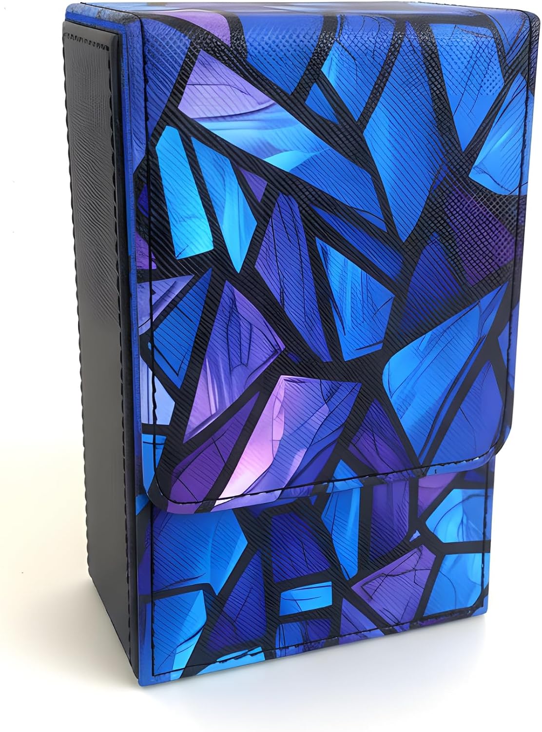 Tarot Card Holder with Blue Interior – Fold-Top Case with Magnetic Lid Closure – Fits Standard Tarot Decks – Outer Dimensions 5.39 x 3.38 x 2 Inches (Prismara)