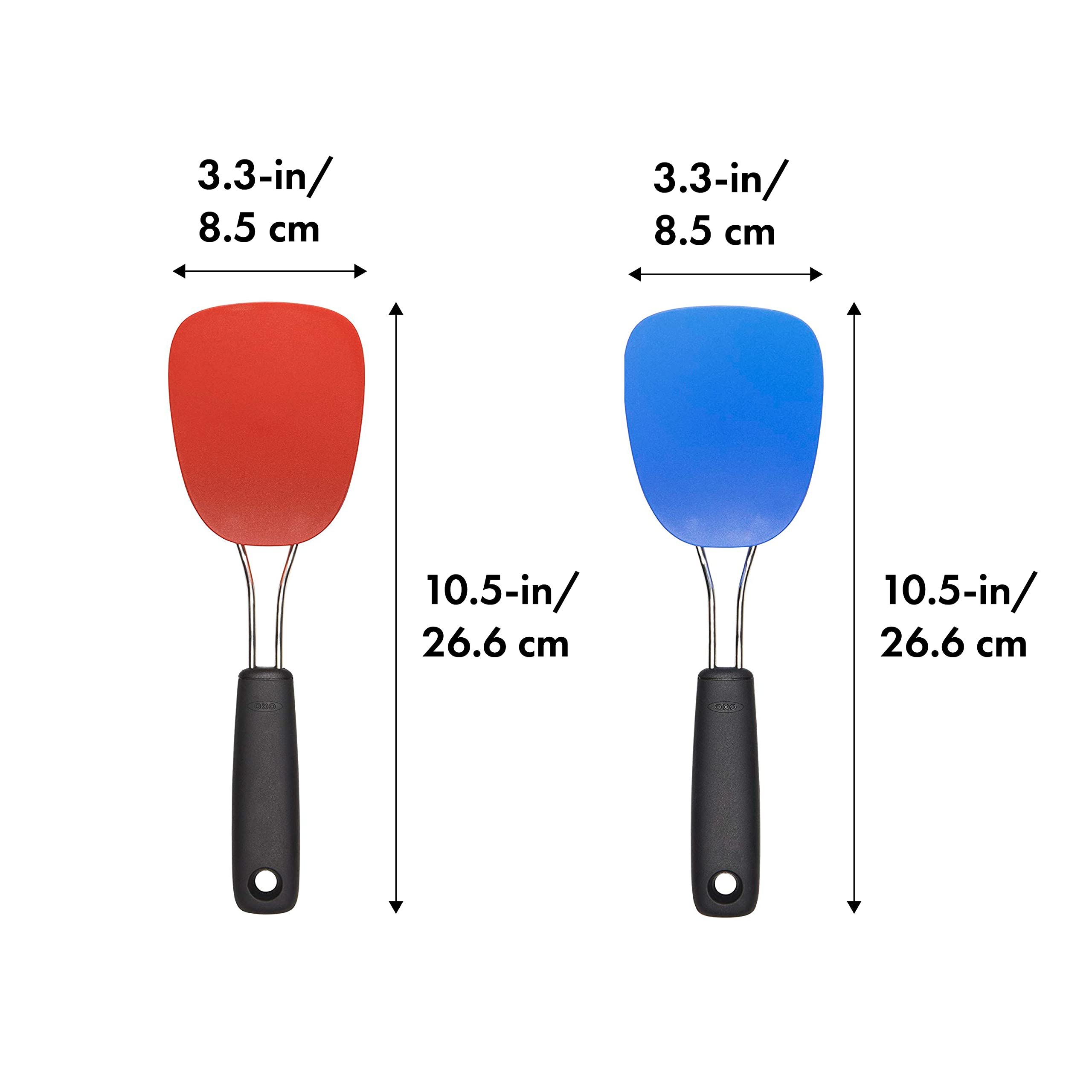 OXO Good Grips Pfannenwender, Nylon, flexibel, Rot/Blau, 2-teilig
