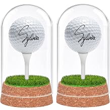 Real Glass Golf Ball Display Case 2pcs - UV Protected Dome Tabletop Box