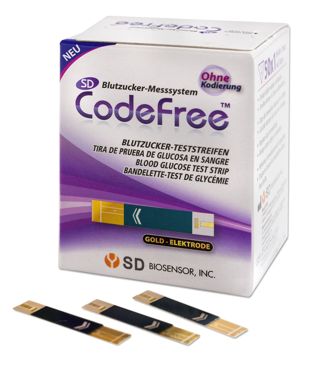 SD CodeFree Blutzuckerteststreifen 150 Stück, Teststreifen Blutzucker Sparpackung zur Diabetes-Messung (Zucker-Krankheit) zur Kontrolle - einfaches Testen - Tests ohne Blutzuckermessgerät