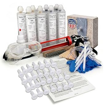 20 Fast Set Foundation Crack Repair Injection Kit, Hydra Stop 300 Expanding Polyurethane Foam Concrete Crack Filler, Basement Wall Leak Sealant, Waterproof Repair System for Wet Basement Solutions
