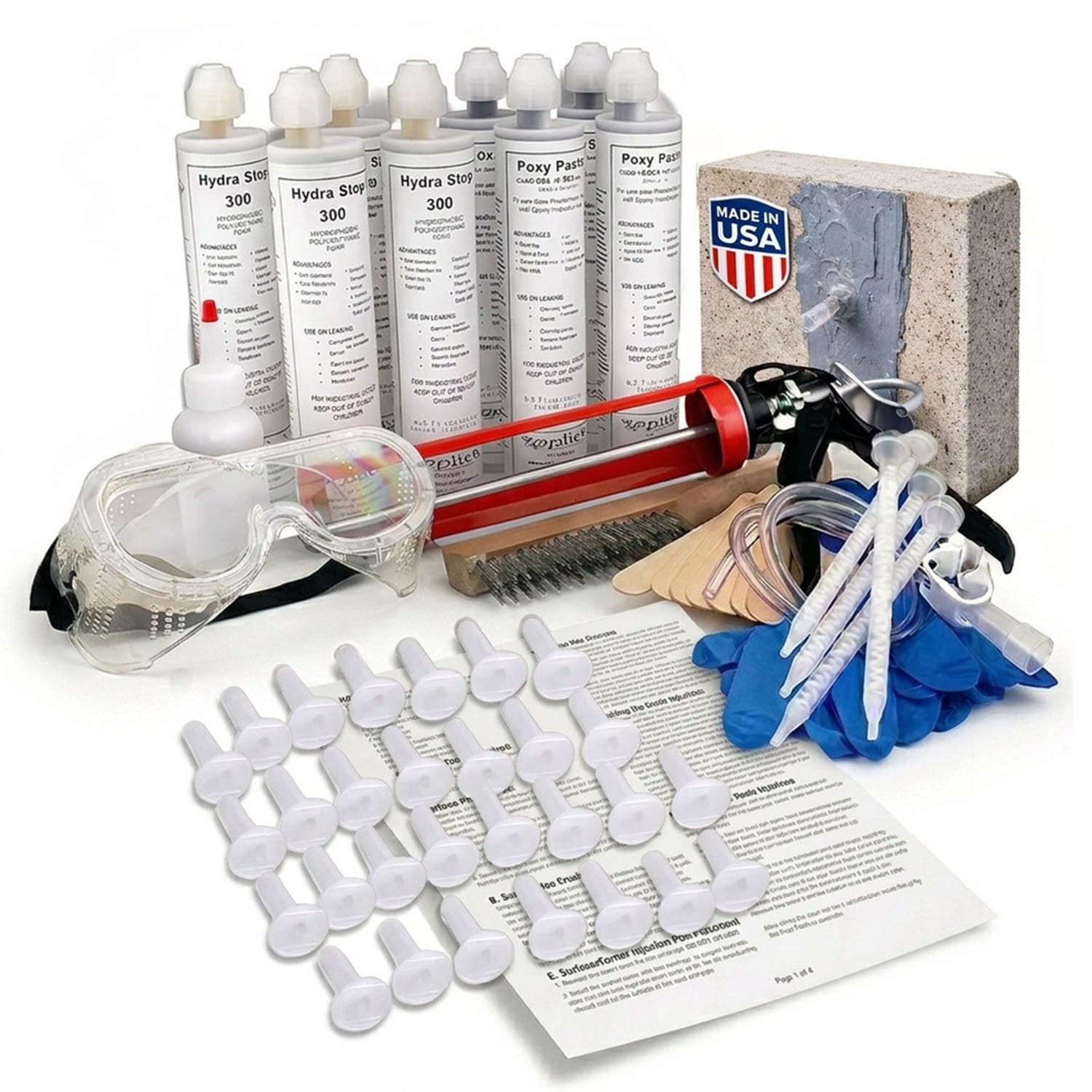 20' Fast Set Foundation Crack Repair Injection Kit, Hydra Stop 300