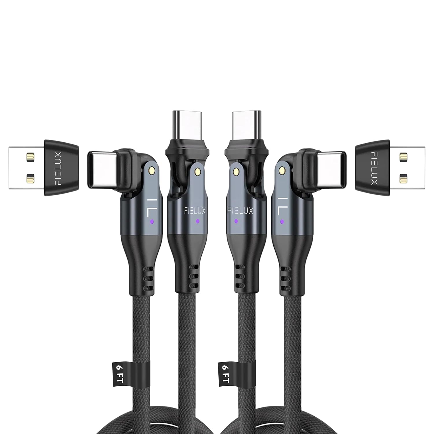 USB C to USB C Cable [2-Pack 10FT/10FT + USB A Adapter], 180° Rotation, Nylon Braided, 240W Type C Fast Charging Cable for Phone & Tablets (iPhone 15/16/17, iPad, Samsung and More)
