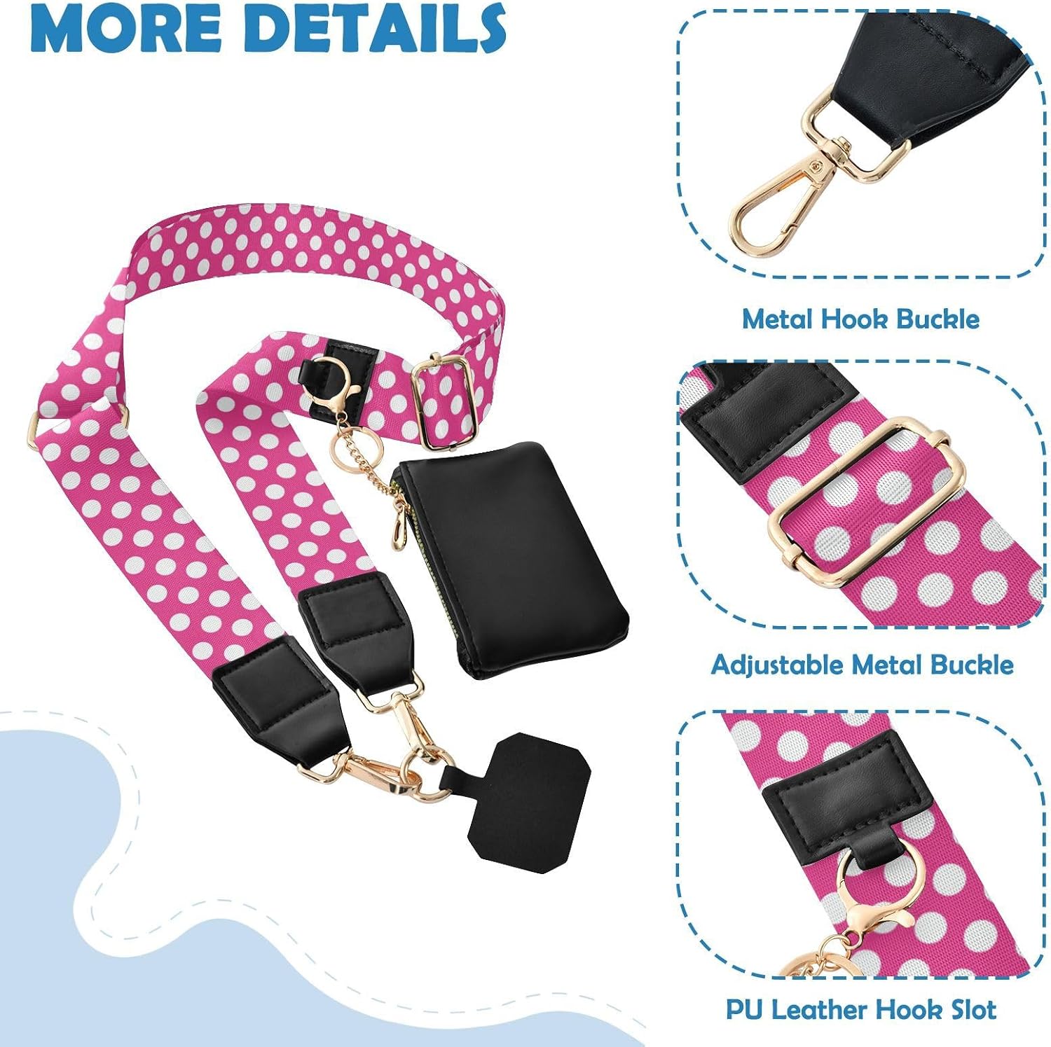 Cell Phone Lanyard Peach Polka Dot Crossbody Phone Lanyard | Crossbody Lanyard with Wallet, Gift,Compatible with Most Smartphones