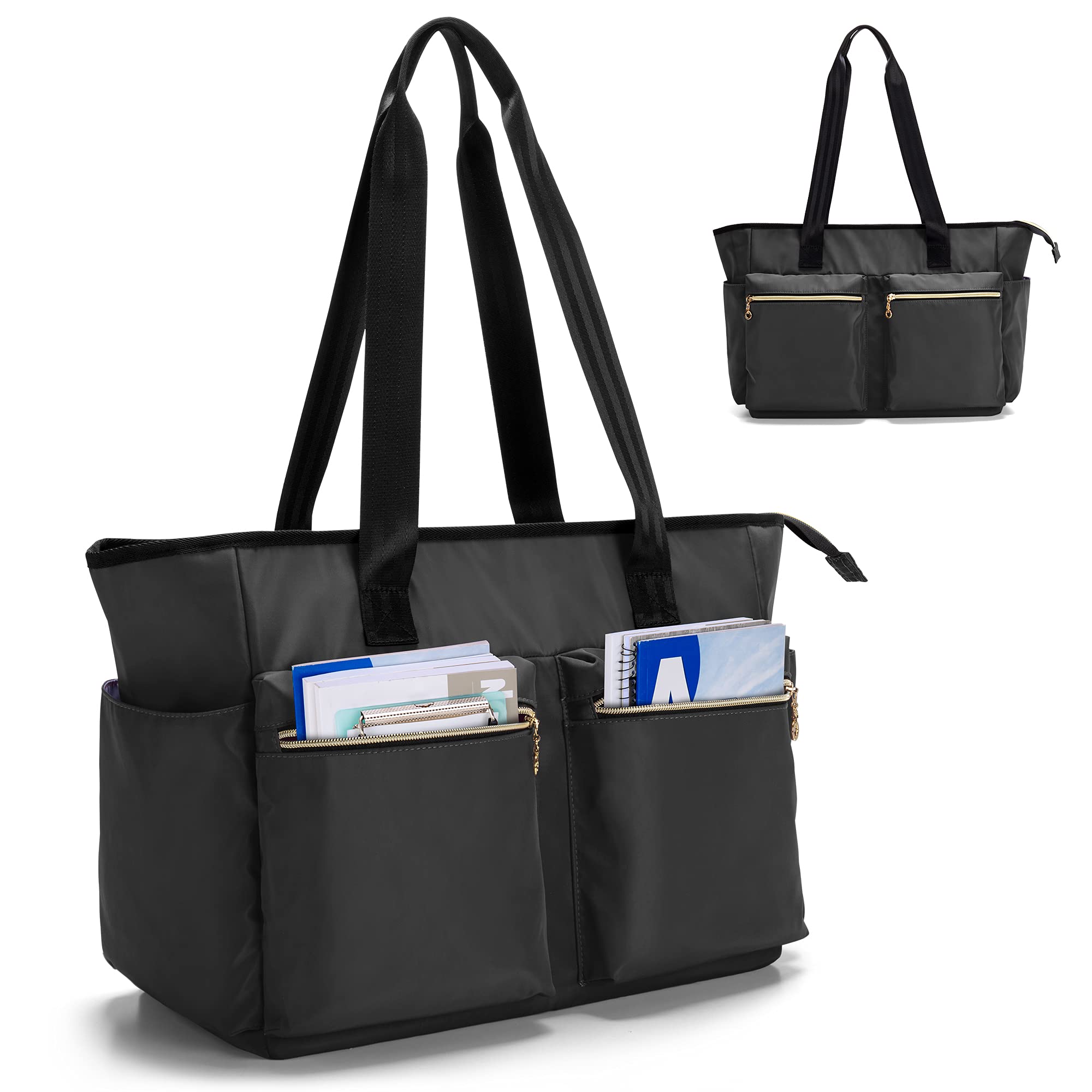 Damero Teacher Bag, Teacher Utility Tote Bag with Zip Top and Padded