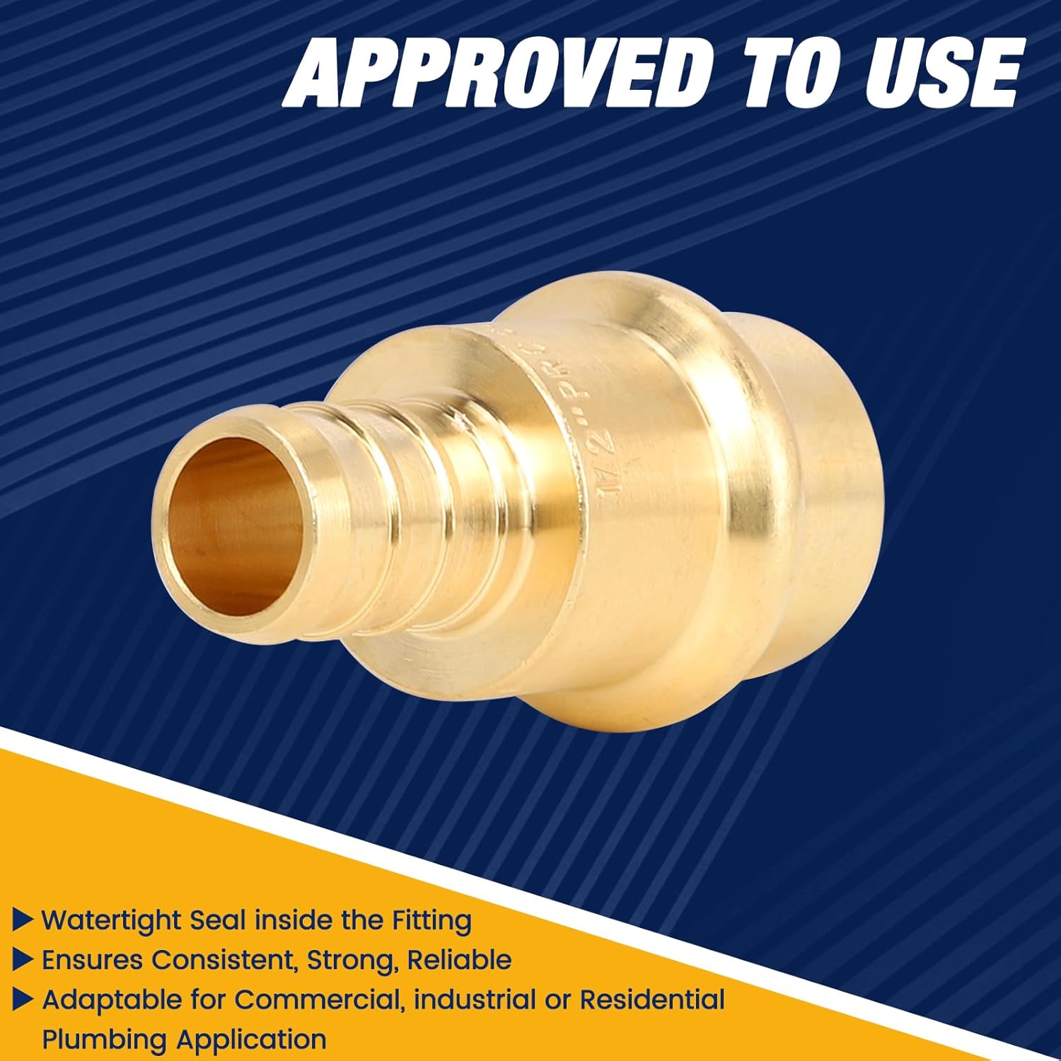 12PCS 1/2” Propress x 1/2" PEX Adapter Crimp Fittings Brass Coupling with EPDM O-Ring for Copper Pipe Connections 250 PSI Pressure Rating Leak-Proof ASTM F1807