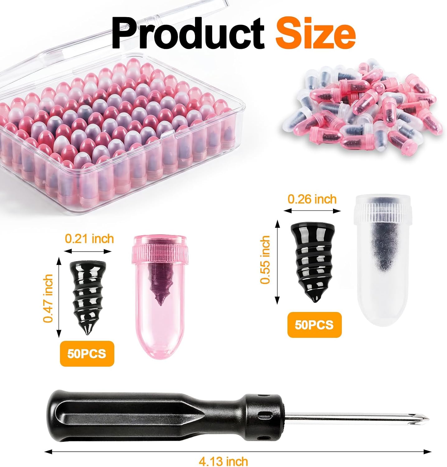 100 Pcs Tire Plugs Screw Type, Professional Grade Emergency Tire Screw Plug Repair Kit with Screwdriver, Ideal Tire Plug Kit for Car, Truck, Motorcycle and Bicycle Flat Quick Tire Fix