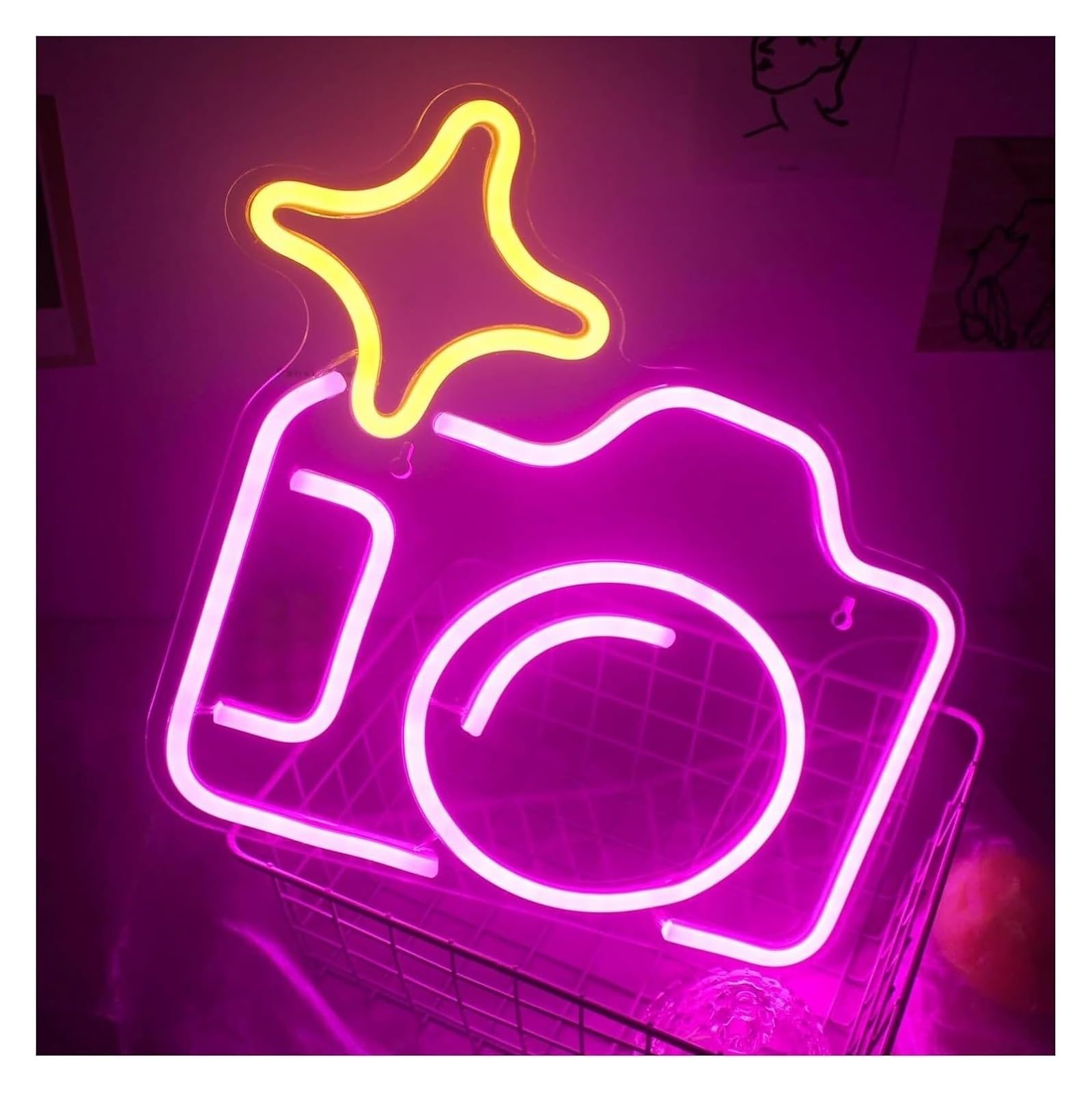insegna luminosa al neon Lampada calmante per lampada al neon personalizzata per fotocamera, decorazione della per stanza