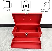 Vista 3 de Caja de herramientas grande de acero portátil de 16 pulgadas, caja de aparejos de pesca de calibre 18, caja de herramientas, cajón organizador