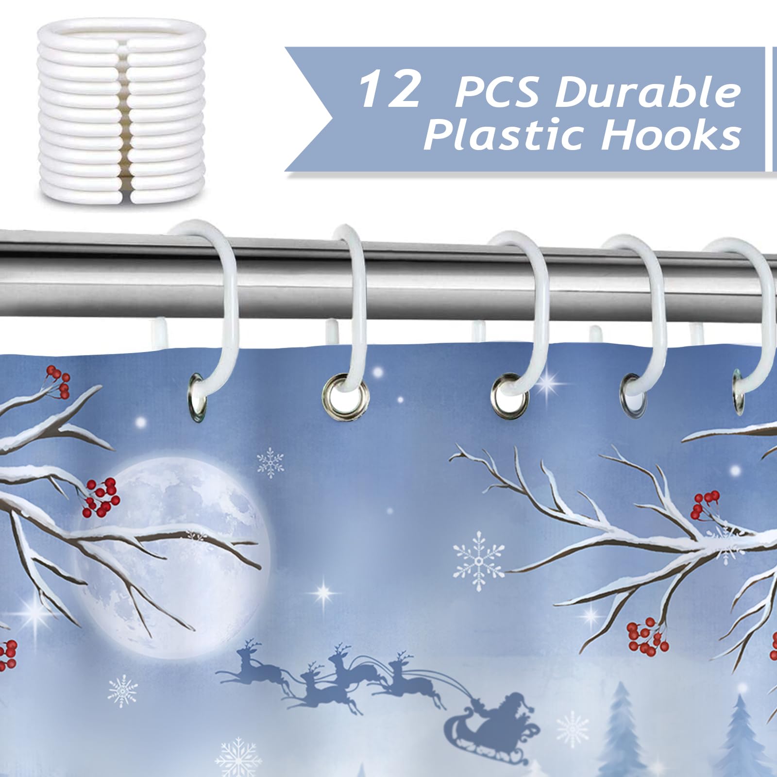 Bonhause Christmas Snowman Shower Curtain - Image 3