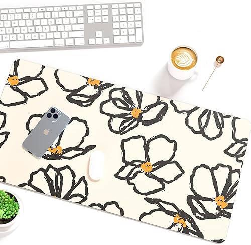 Miniatura 3 de Colorful Star Alfombrilla de escritorio grande de cuero, con hojas de ginkgo doradas, alfombrilla de mouse para escritorio, impermeable, con base