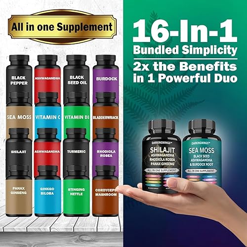 Miniatura 3 de Shilajit Y Musgo Marino Combo Todo En Un Suplemento Musgo Marino 3000 mg, Aceite De Semilla Negra 2000 mg, Ashwagandha 2000 mg, Shilajit 9000 mg,