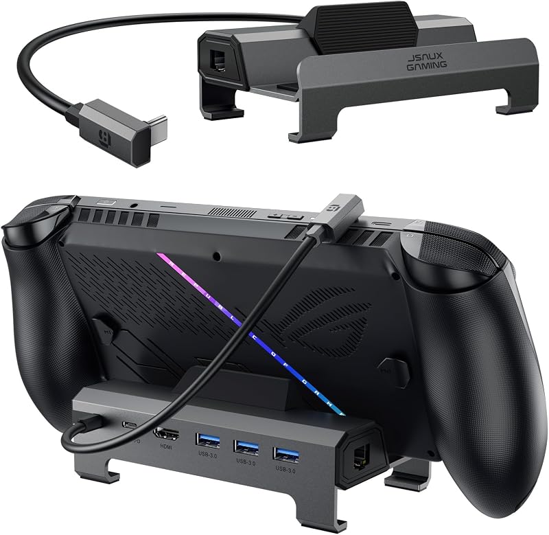 6-in-1 Docking Station for ROG Xbox Ally X/Steam Deck/LegionGo HB0612 | 4K@120Hz HDMI, Gigabit Ethernet, 100W PD Fast Charging, 3 USB 3.0 Ports, Widely Compatible with SteamOS & Windows Handhelds