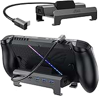 JSAUX Estação de ancoragem 4K a 120 Hz para ROG Xbox Ally X/Xbox Ally/Steam Deck OLED/Legion Go 2, base Steam Deck 6 em 1 com HDMI 2.1, Gigabit Ethernet, 3 USB 3.0, hub de carregamento de 100 W para