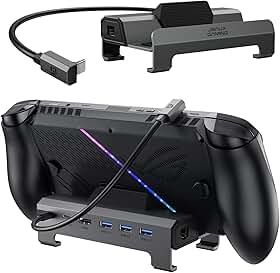 JSAUX Estação de ancoragem 4K a 120 Hz para ROG Xbox Ally X/Xbox Ally/Steam Deck OLED/Legion Go 2, base Steam Deck 6 em 1 com HDMI 2.1, Gigabit Ethernet, 3 USB 3.0, hub de carregamento de 100 W para