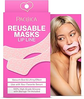 Pacifica Beauty Reusable Lip Line Mask, Skincare, Silicone Mask, For Fine Lines and Wrinkles, Lift and Firm, Pair with Serum, Storage Tin Included, Skin Care, Face Masks Skincare, Vegan, 2 Pieces