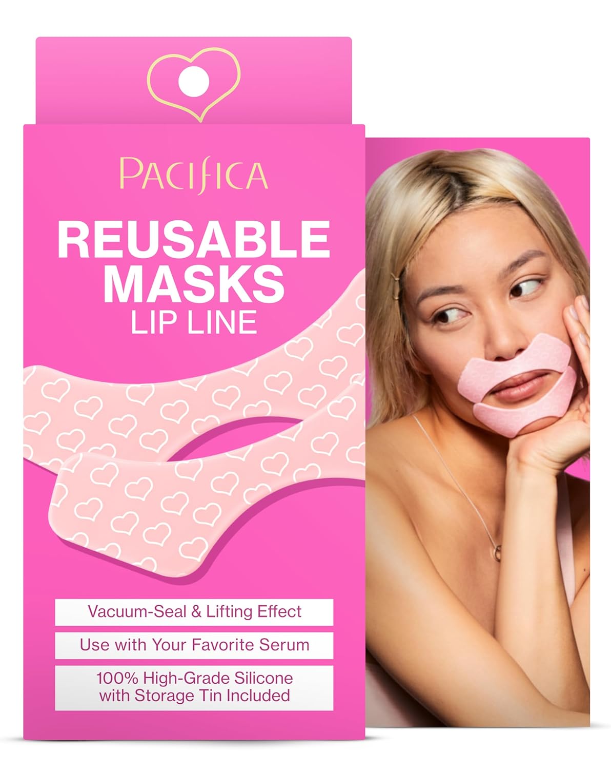 Pacifica Beauty Reusable Lip Line Mask, Silicone Mask, For Fine Lines, 2 Pieces