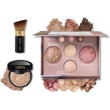 LAURA GELLER Baked Starter Kit: Balance-n-Brighten Powder Foundation, Fair + The Best of The Best Palette + Retractable Angled Kabuki Brush Set