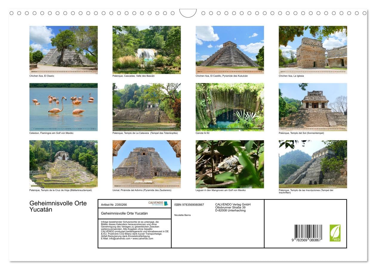 CALVENDO - Geheimnisvolle Orte Yucatán (Wandkalender 2027 DIN A3 quer), Monatskalender: Auf den Spuren der Maya – entdecken Sie ein Stück Mexiko!