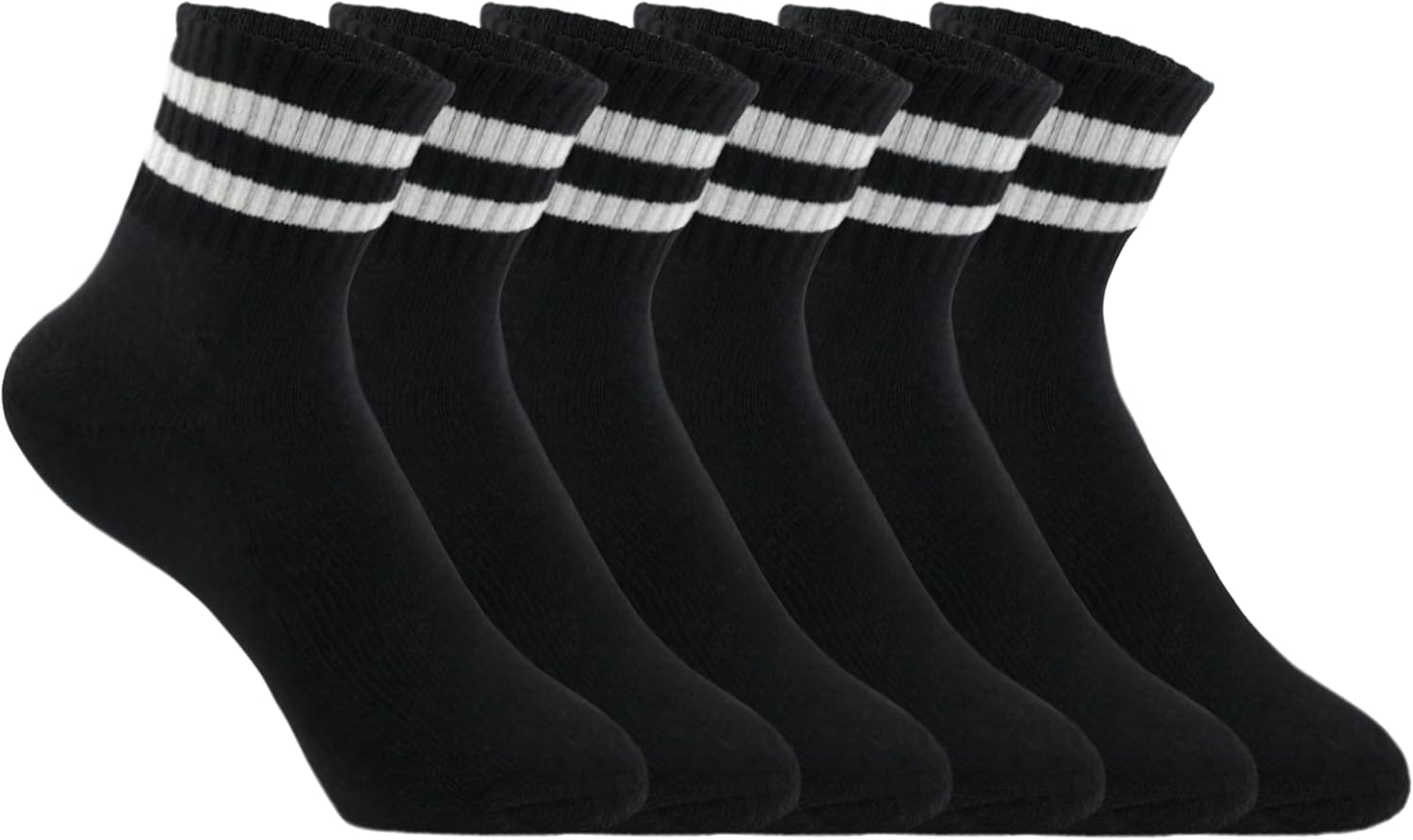 Womens Striped Crew Socks Cushioned Cotton Retro Athletic Gym Socks 6 Pairs