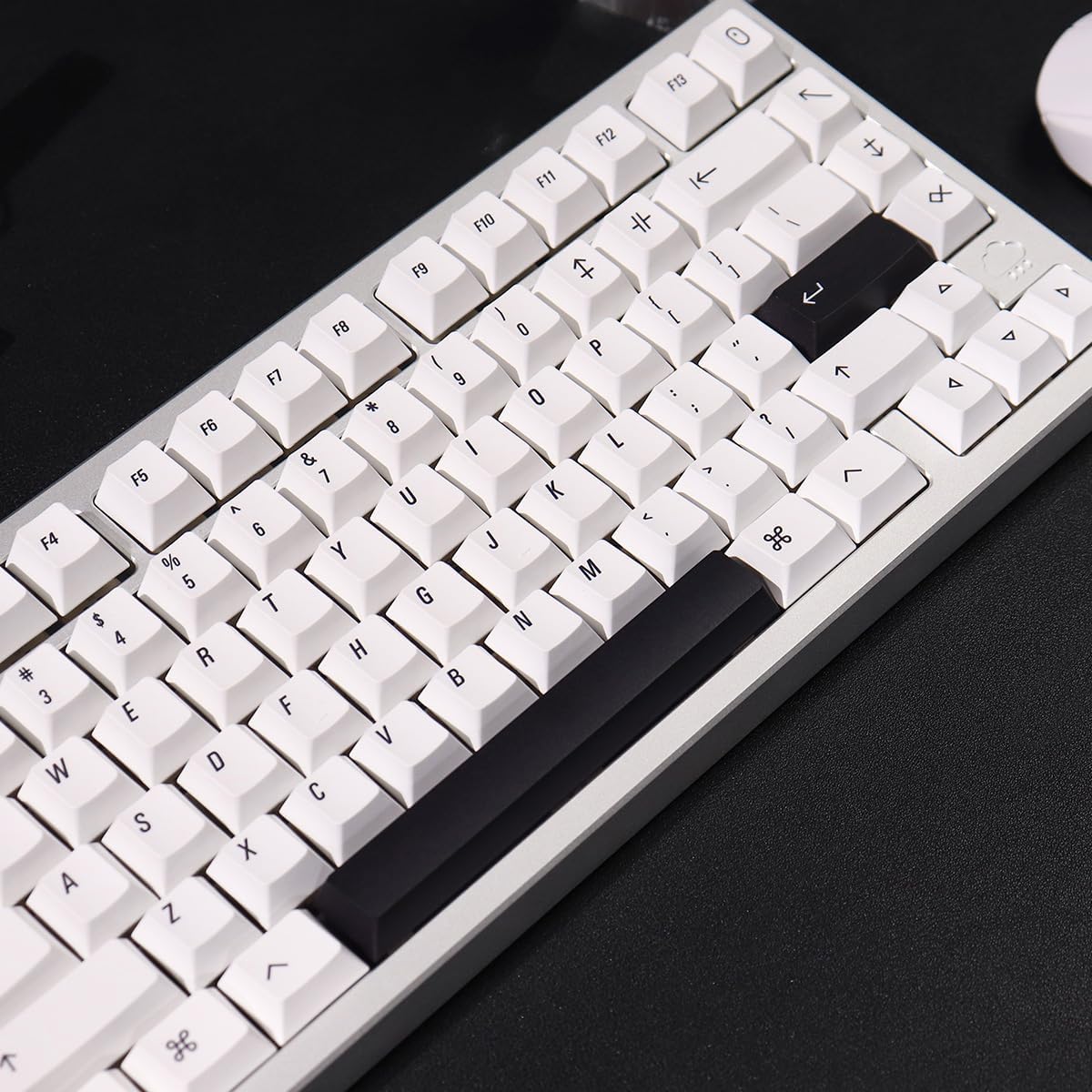 PBT Minimalist Keycaps, Black White Keycaps, 148 Keys Custom Cherry Profile Keyboard Keycap Set, Dye Sublimate Gaming Key Caps for 65% 70% 75% 100% Cherry Gateron Mx Switches Mechanical Keyboard