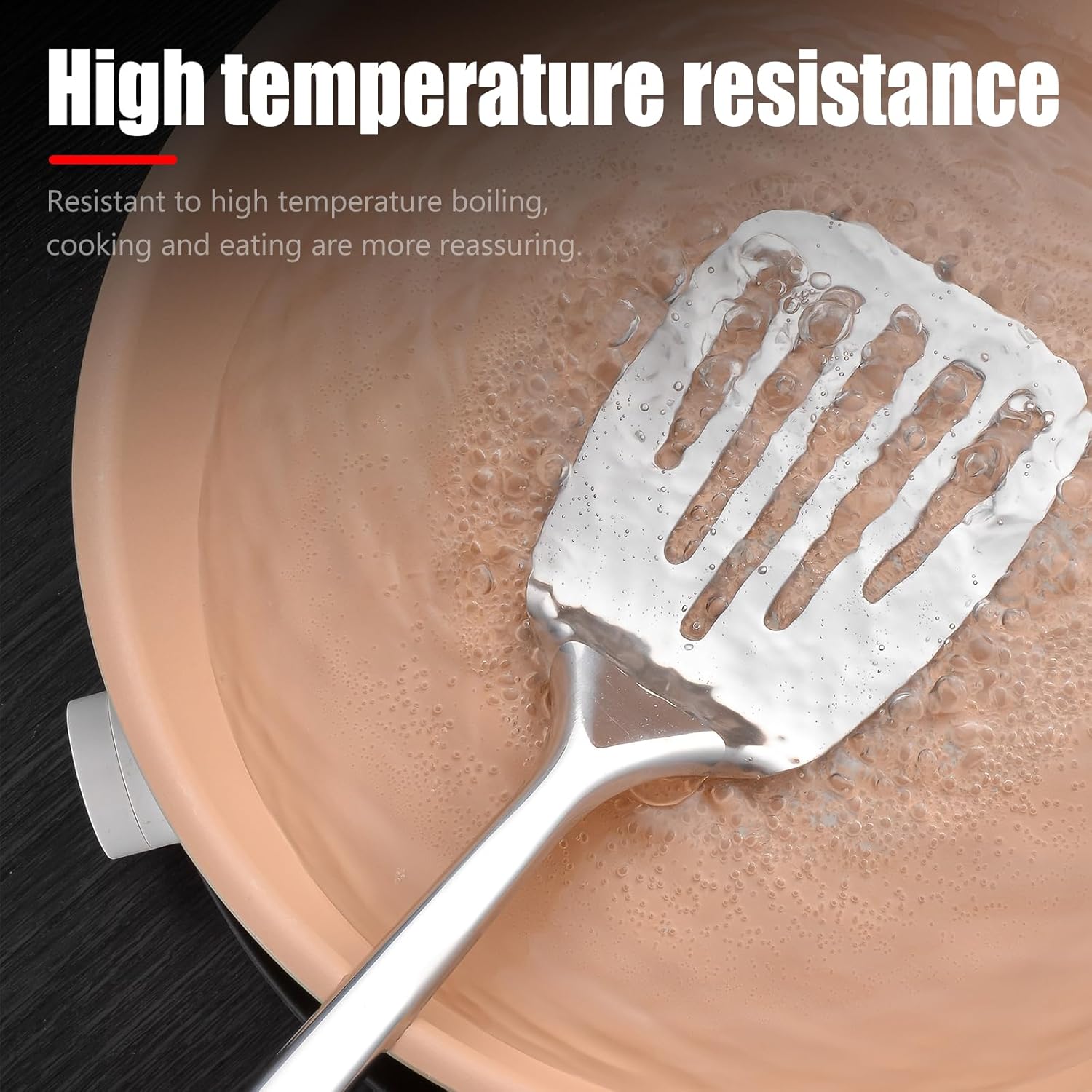 Premium Stainless Steel Kitchen Utensil Set, 8-Piece Cooking Tools with Black Ergonomic Handles, Includes Turner, Spoons, Skimmer, Whisk - Image 6