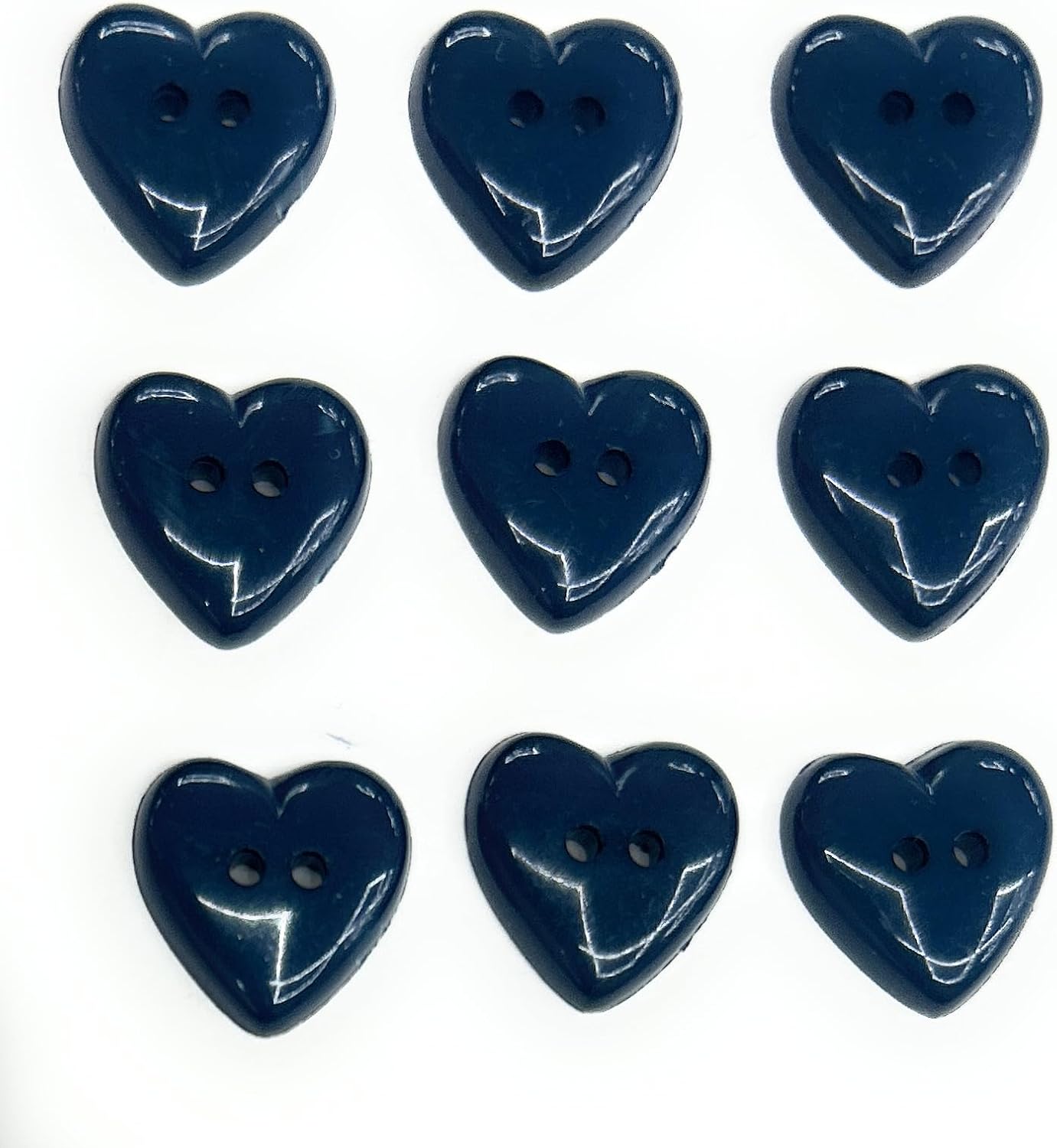 9 Heart Buttons Set- 1/2" Tailored - Heart Shape Buttons for, Blouses, Shirts - Teal