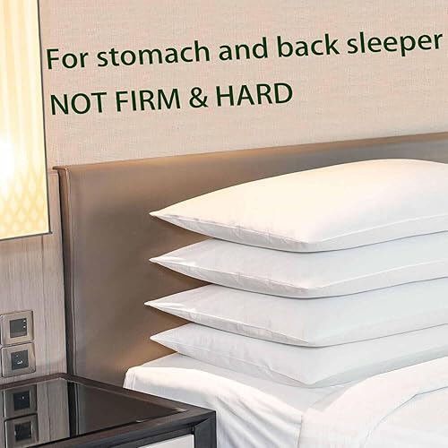 Miniatura 5 de Juego de 2 almohadas de cama planas suaves y esponjosas de tamaño estándar, para dormir de 20 x 26 pulgadas, almohada hipoalergénica, agradable a la