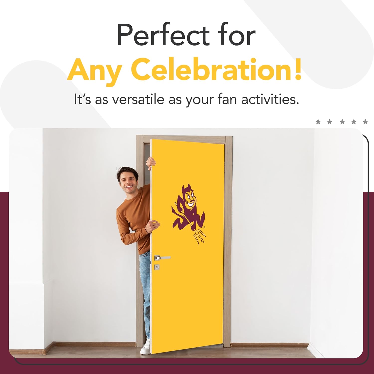 Arizona State Sun Devils College Sports Printed Front Door Banner - NCAA Licensed - Durable Vinyl - School Banner (Maroon, Gold) (36" x 80")