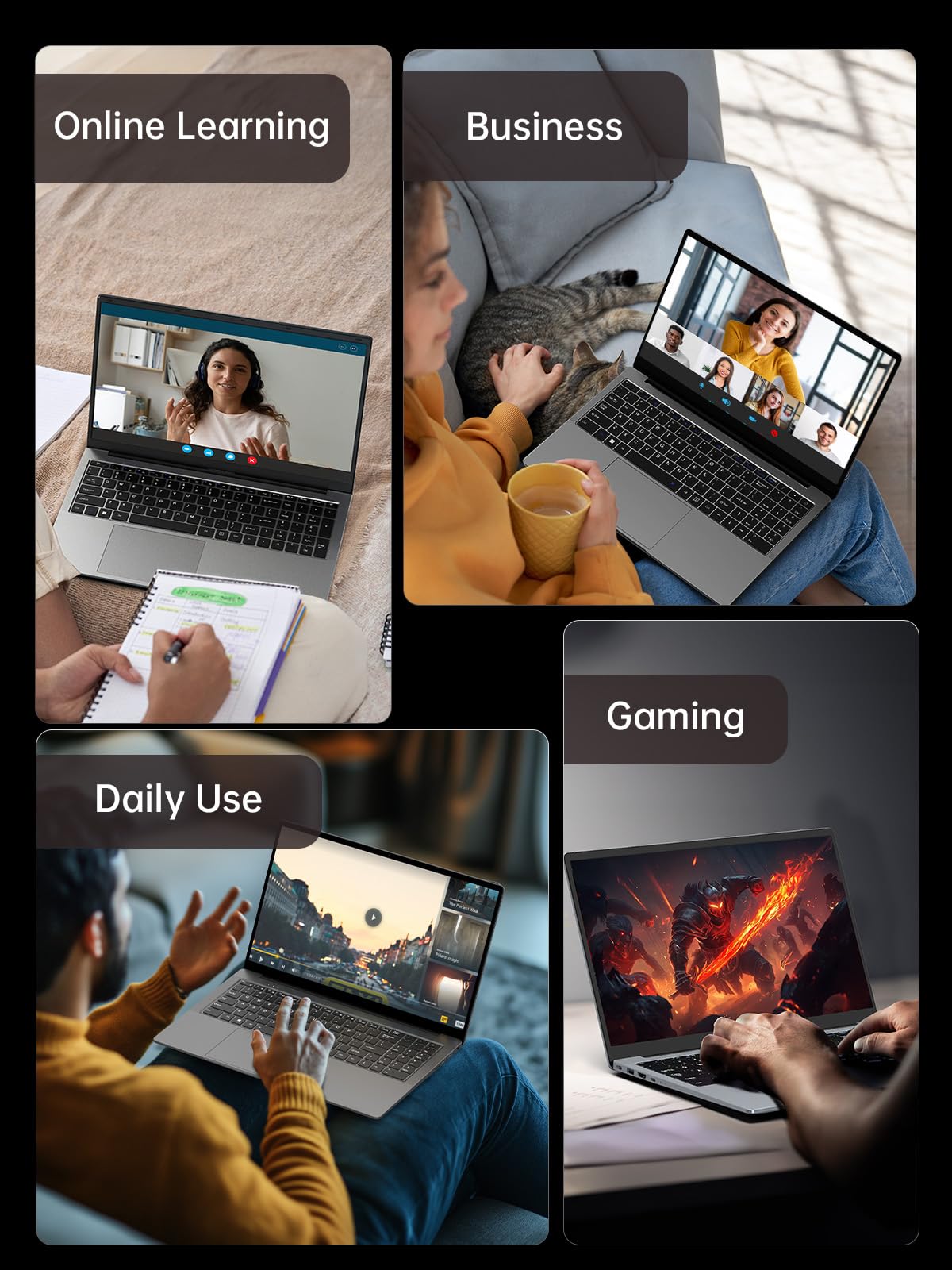 KAIGERR 2025 Laptop, Laptop Computer with Quad-Core Processor(Up to 3.6GHz), 16GB DDR4 512GB SSD, 15.6" IPS 1080P, Metal Shell, USB3.2: Gaming Laptop, Laptop with AMD Ryzen 7 5825U (8C/16T, Up to 4.5GHz), 16GB RAM 512GB NVMe SSD Laptop Computer, Radeon RX Vega 8 Graphics, 16.1-inch FHD Display, WiFi 6, 53Wh Battery, Backlit KB