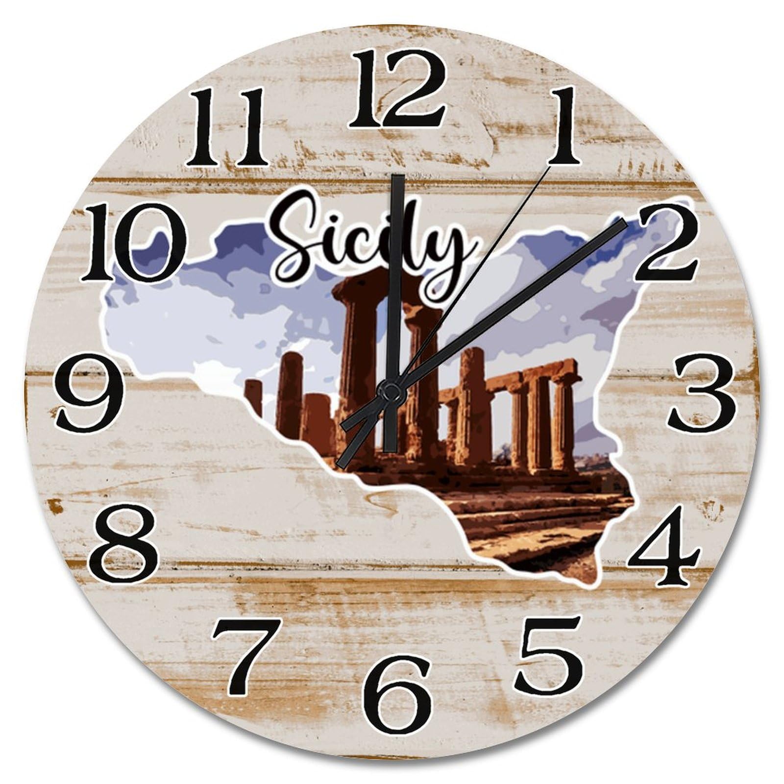 Horloge murale Sicile silencieuse de 30,5 cm pour en finir avec les murs vides