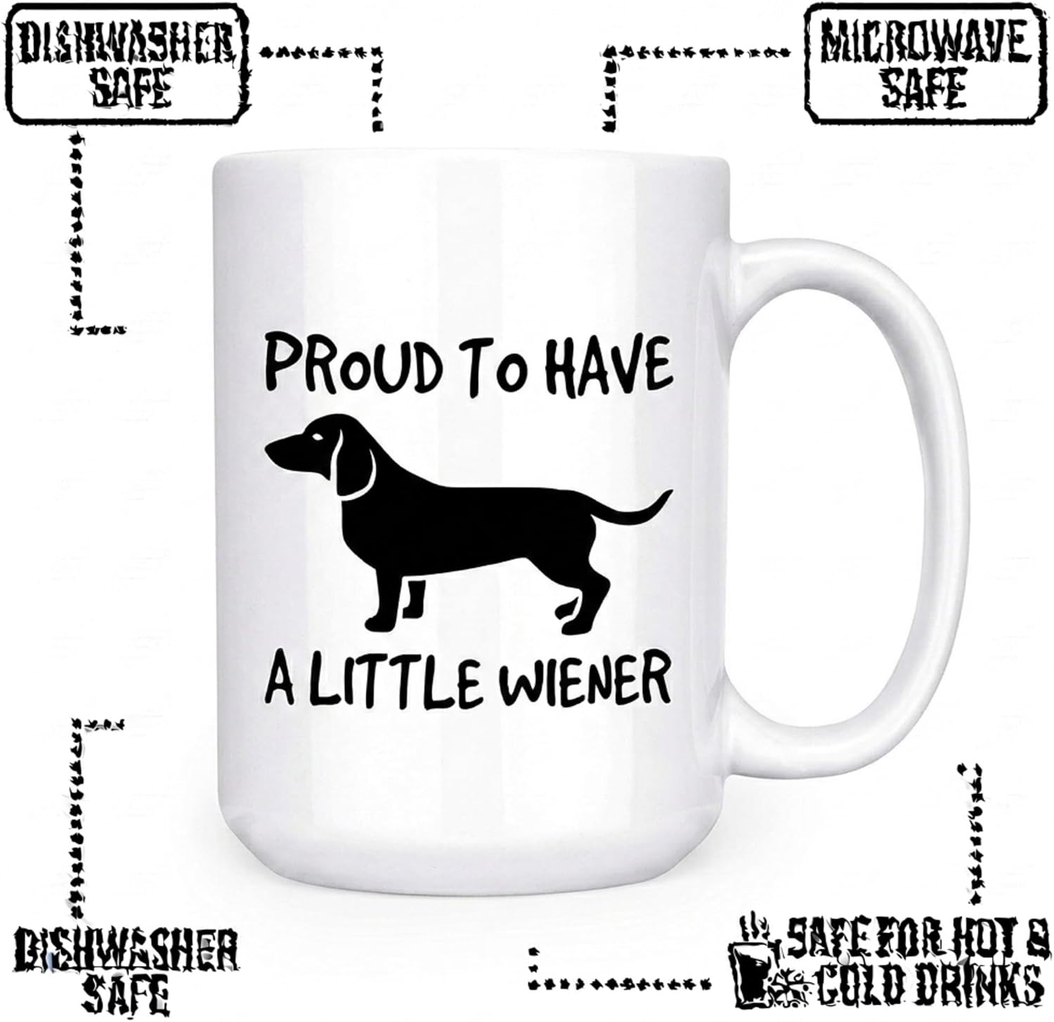 Artisan Owl Proud to Have a Little Wiener Mug - 15 oz Large Ceramic Funny Dachshund Dog Tea & Coffee Cup for Mom and Dad image 3