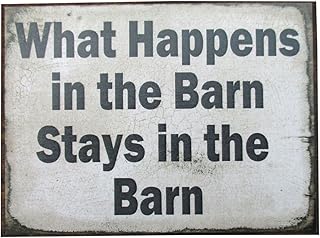 Farmisms 4x3 Inspirational Wooden Rustic Country Signs for Country Farm Living -What Happens in The Barn Stays in The Barn