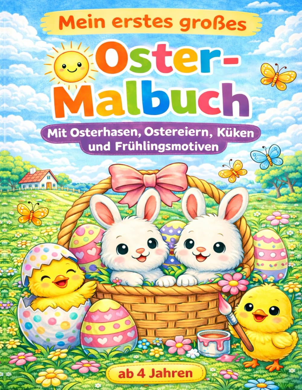 Mein erstes großes Ostermalbuch ab 4 Jahren: Mit Osterhasen, Ostereiern, Kücken und Frühlingsmotiven