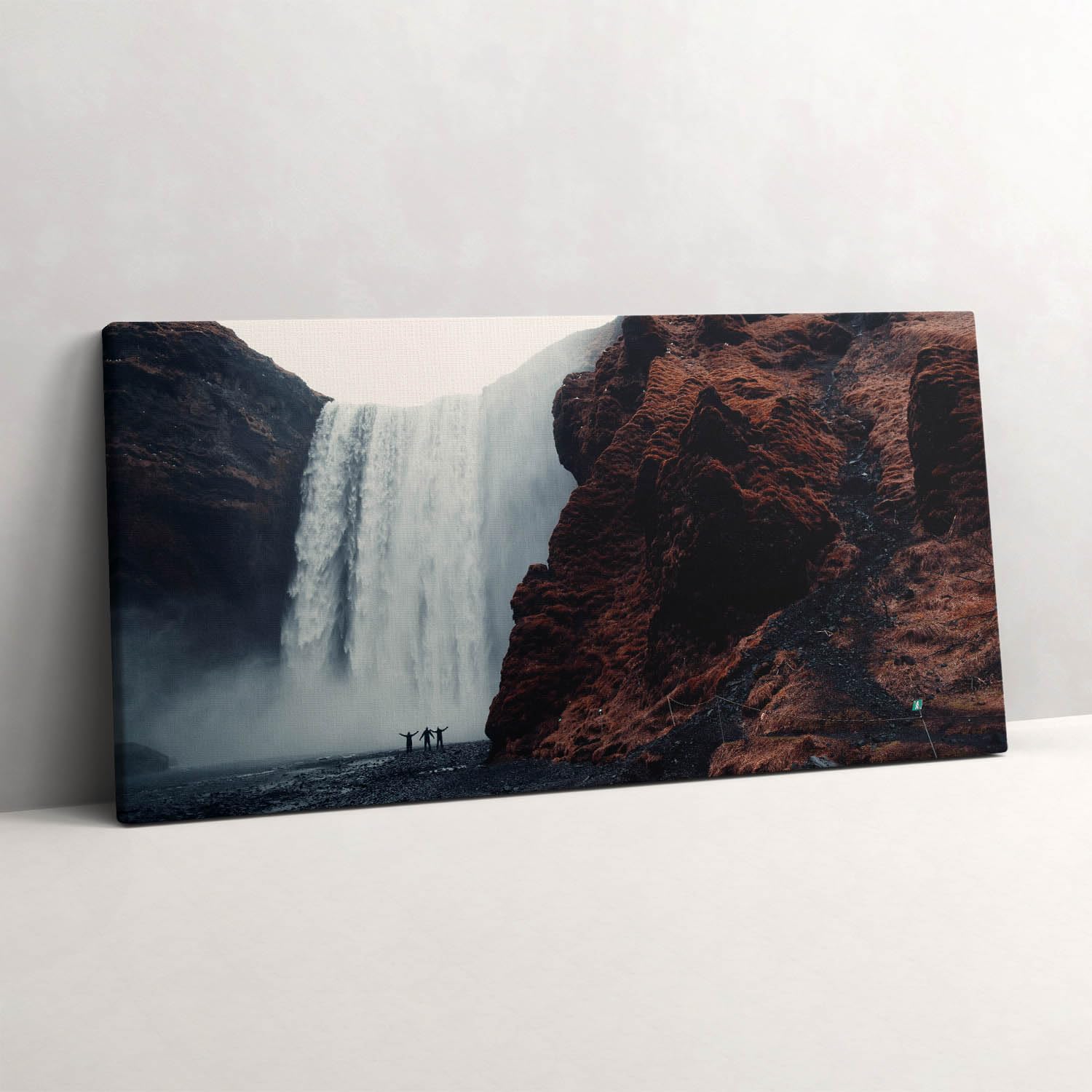 Paysage de cascade d'Islande tableau sur toile 120x60cm Wallfluent