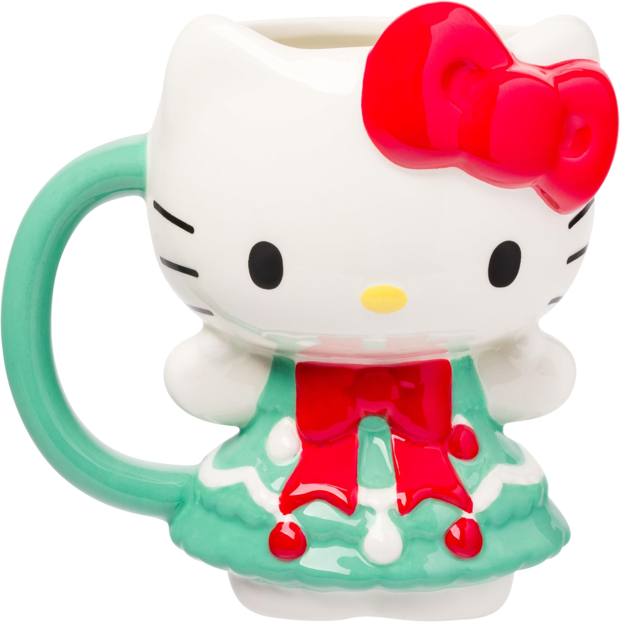 Silver Buffalo Sanrio Hello Kitty Christmas Tree 3D Sculpted Ceramic Mug, 20 Ounces