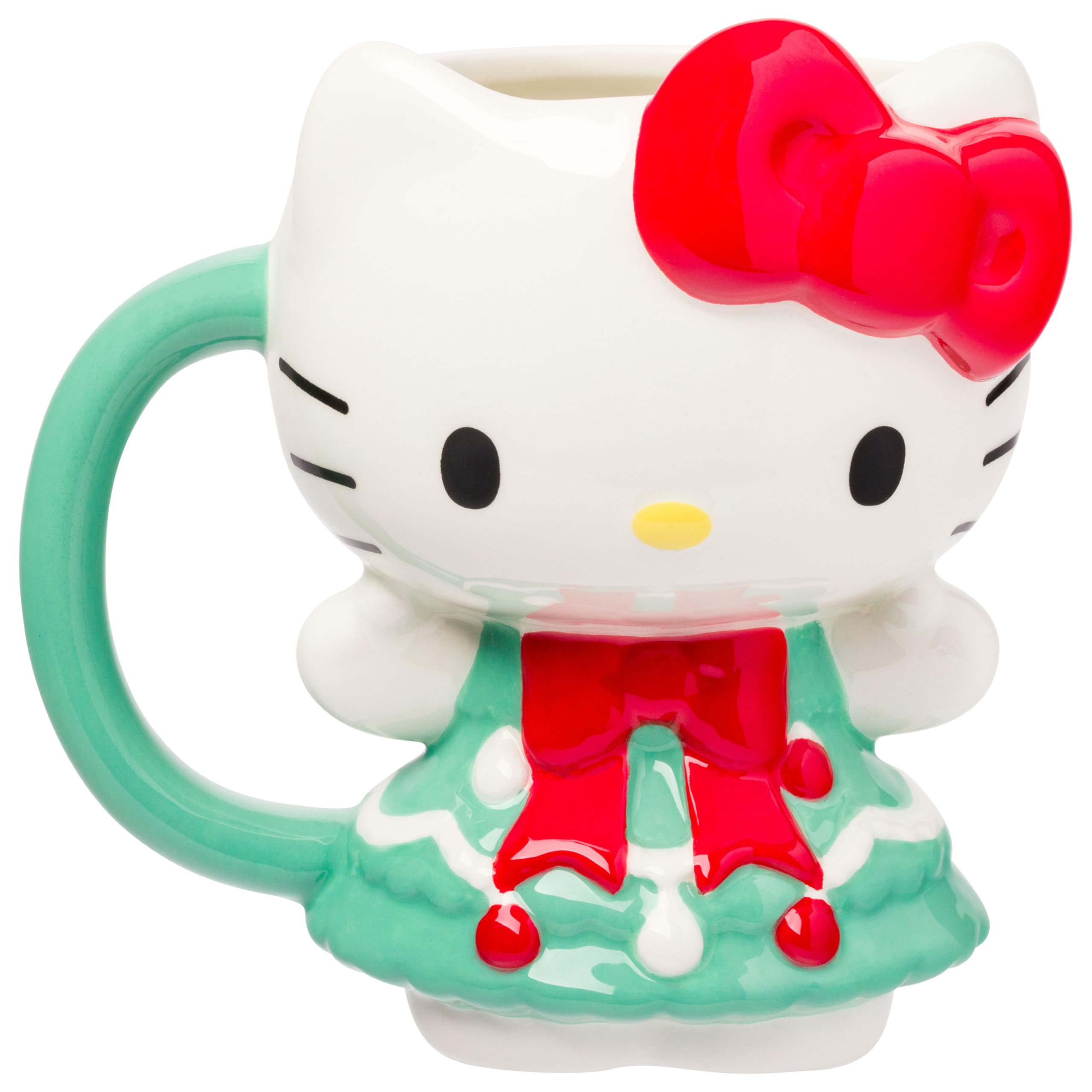 white christmas dresses Sanrio Hello Kitty Candy Cane Dress 3D 20 oz Sculpted Ceramic Mug main image 1
