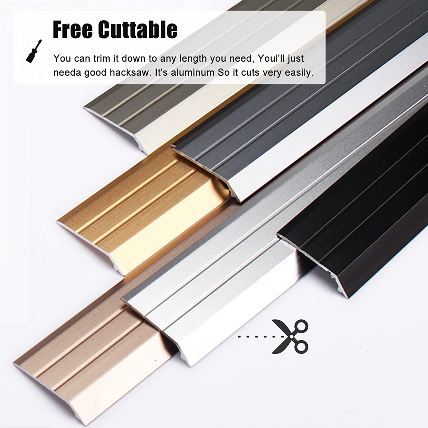 Doorway Uneven Floor Transition Strip, Floor Transition Strip Self Adhesive, Aluminum Thresholds Reducer Flute Carpet Trim, 1 Inch Wide Door Bar, for Sliding Barn Door ( Color : Silver , Size : 120cm/