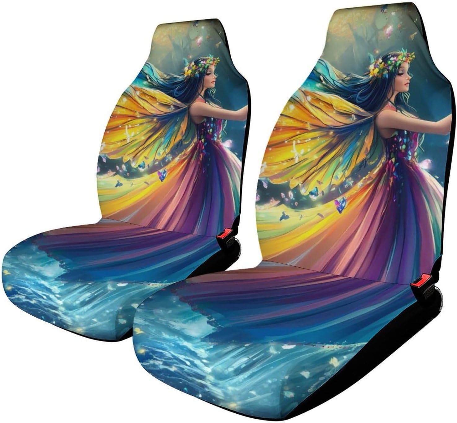 Beautiful Butterfly Fairy Car Seat Covers Universal Car Front Seats Protector Auto Interior Accessories 1PCS