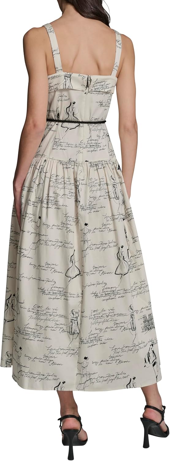 Karl Lagerfeld Womens Sleeveless Rope Belt A-line Maxi Dress - Image 4